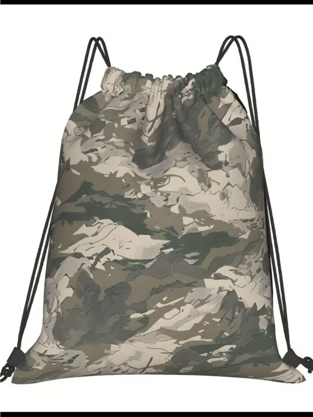 Unisex Camo Drawstring Backpack in Army Green